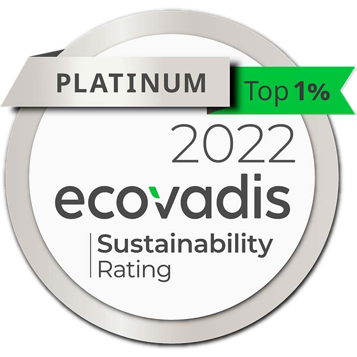 Logo for 2021 Ecovadis Gold Sustainability Rating
